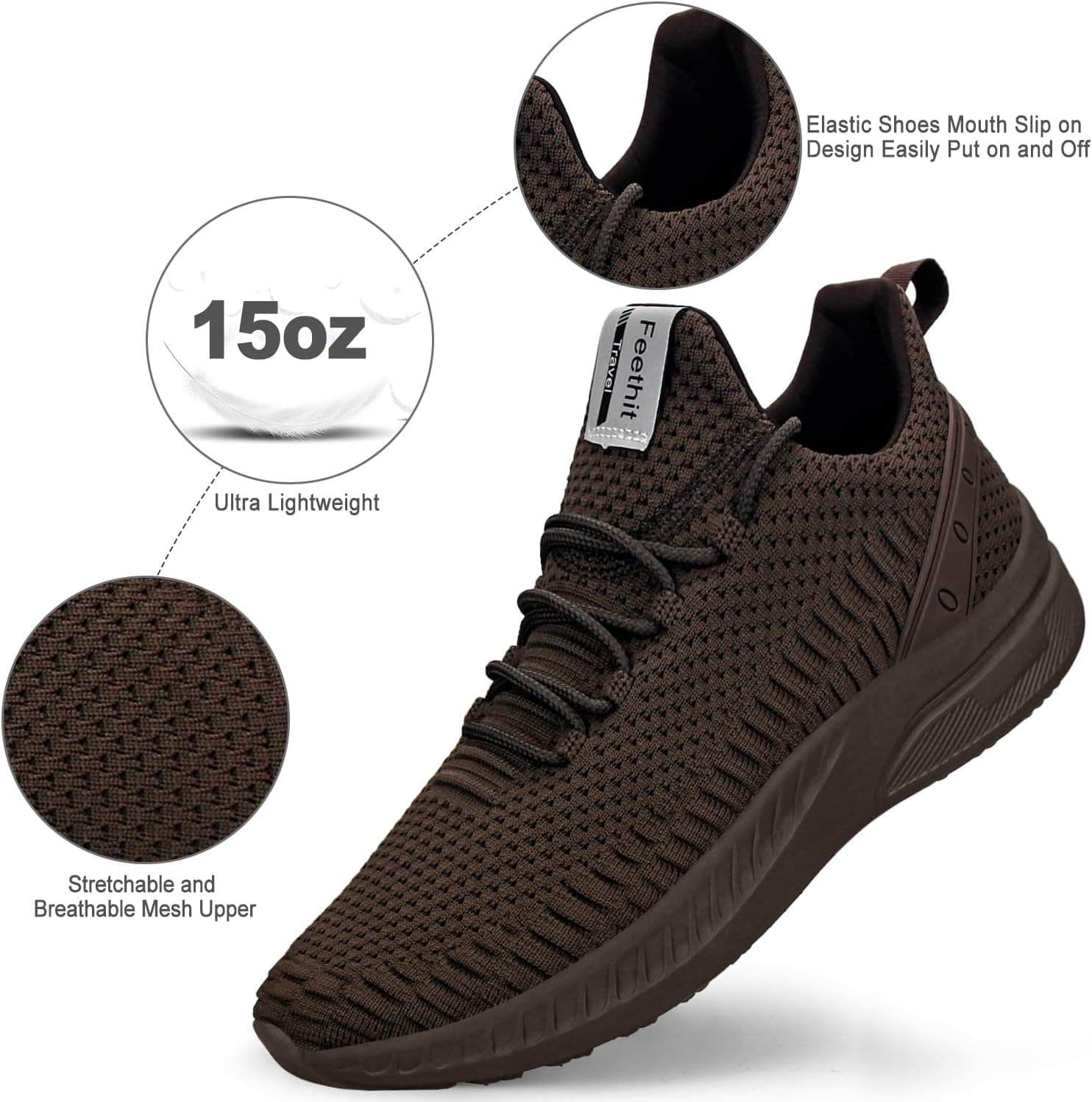 Feethit Mens Slip On Walking Shoes Lightweight Sneakers 👟