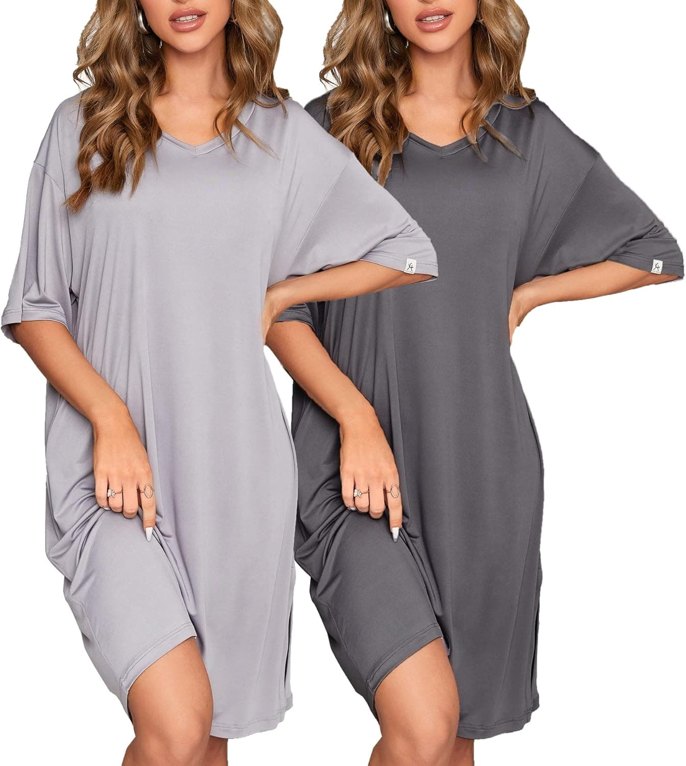 FENTENG 2-Pack Women's V-Neck Nightgowns 👗