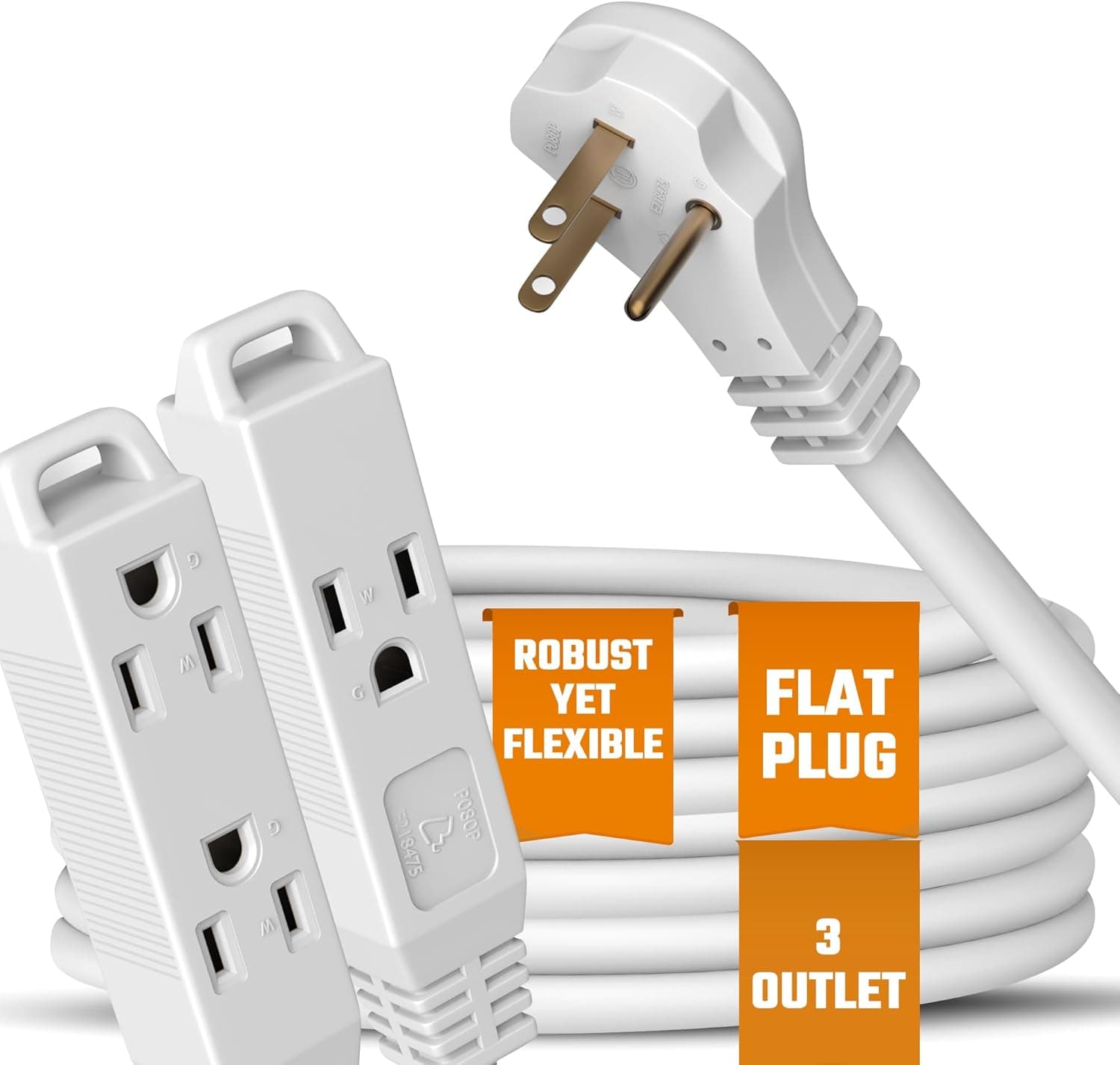 Flat 3-Outlet Extension Cord 20 Ft by Bindmaster 📦