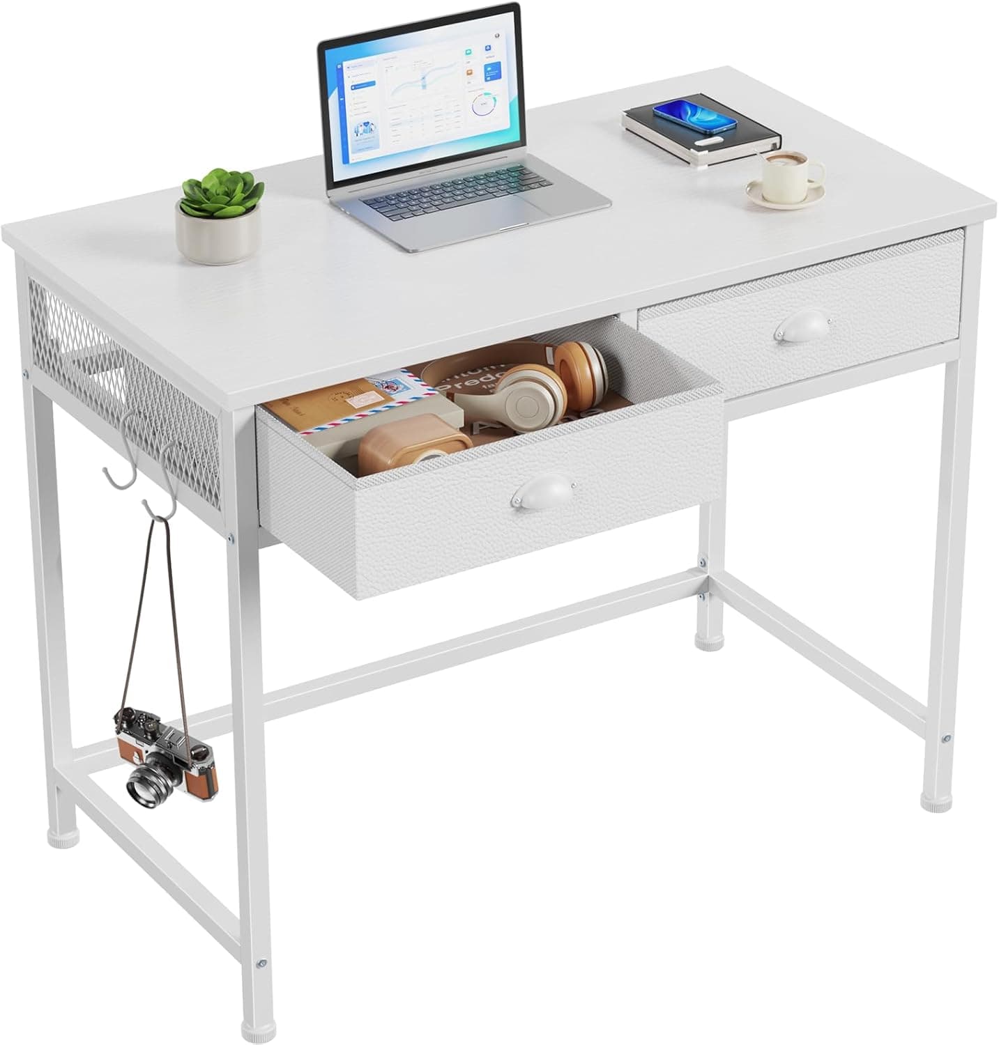 Furologee White Small Computer Desk 34" 🪑