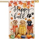 Thumbnail principal de FUYUCHEN Happy Fall Dogs House Flag 28x40 inches 🏳️