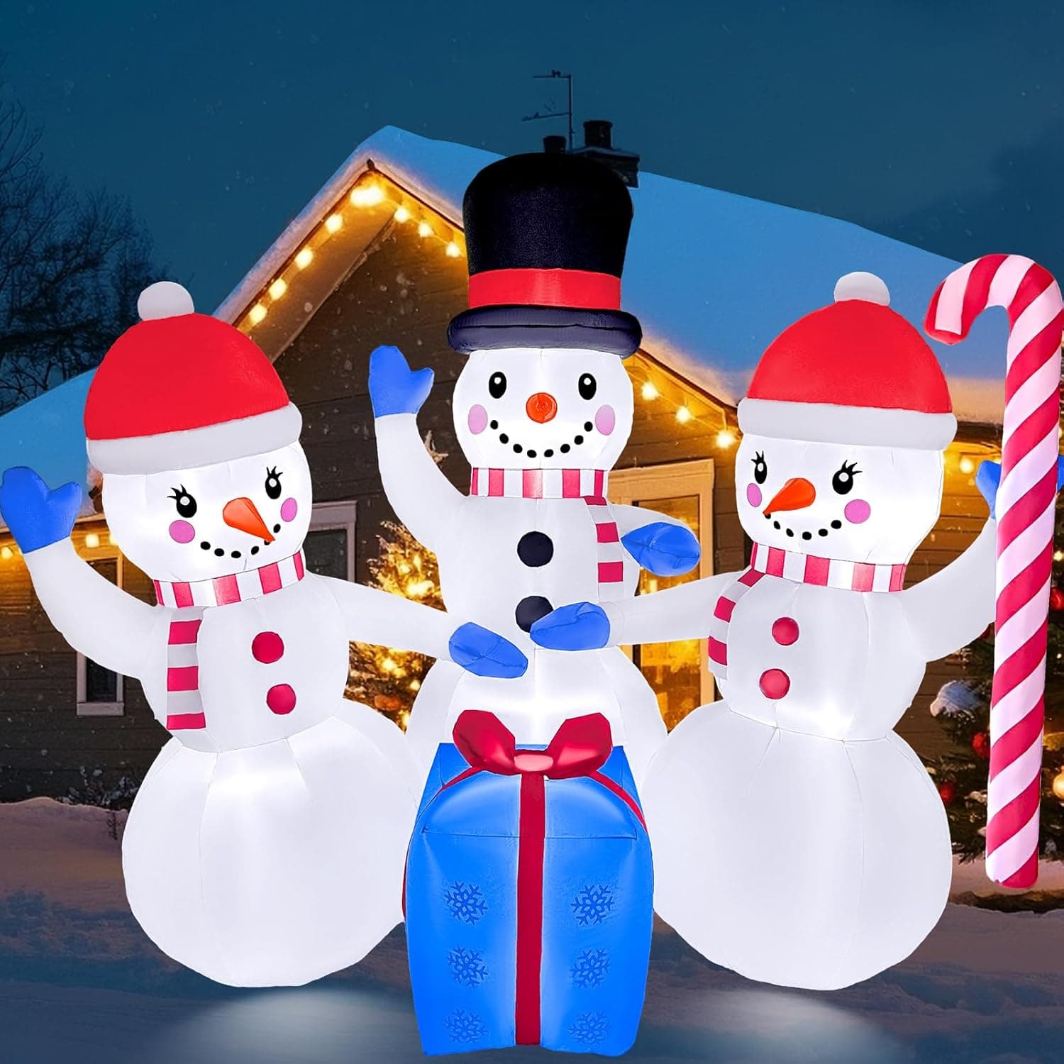 GIGLIM 6-Foot Inflatable Christmas Snowman with 3 Figures 🎄