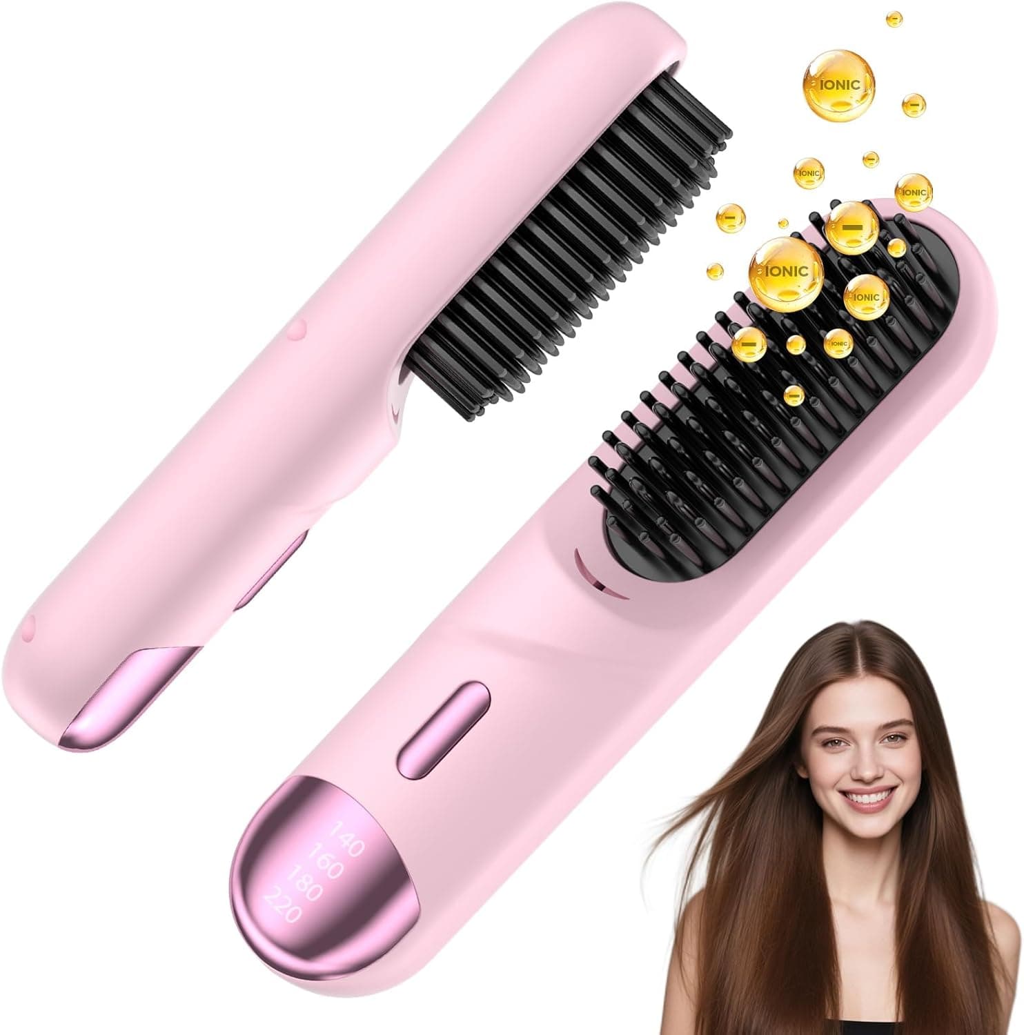 Go Brush Pro 2026 hair straightener brush 4-temp 300M ions 🎀