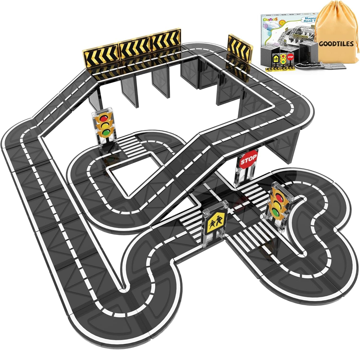 Goodtiles Magnetic Tiles Road Expansion Set 🚂