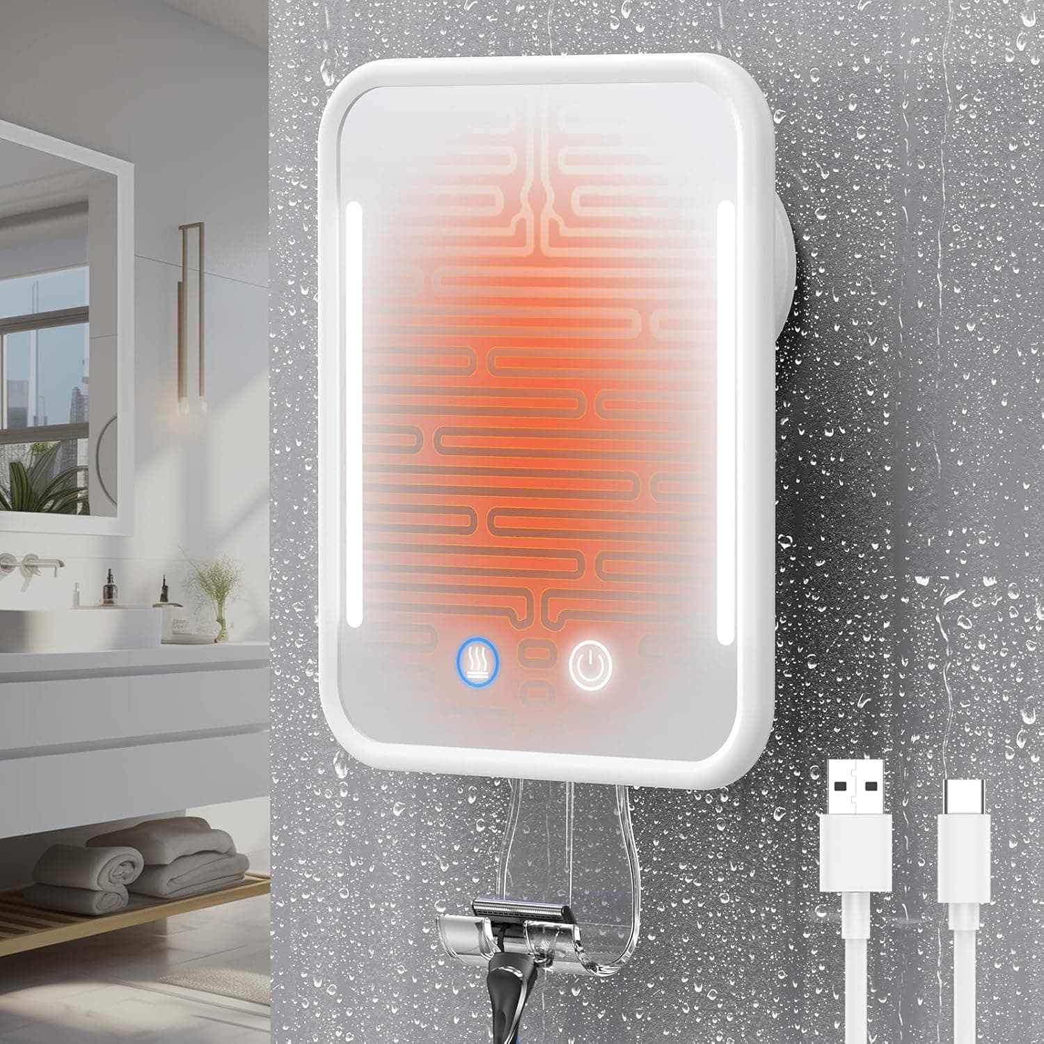 Gospire Heated Shower Mirror Fogless 5000mAh 🚿