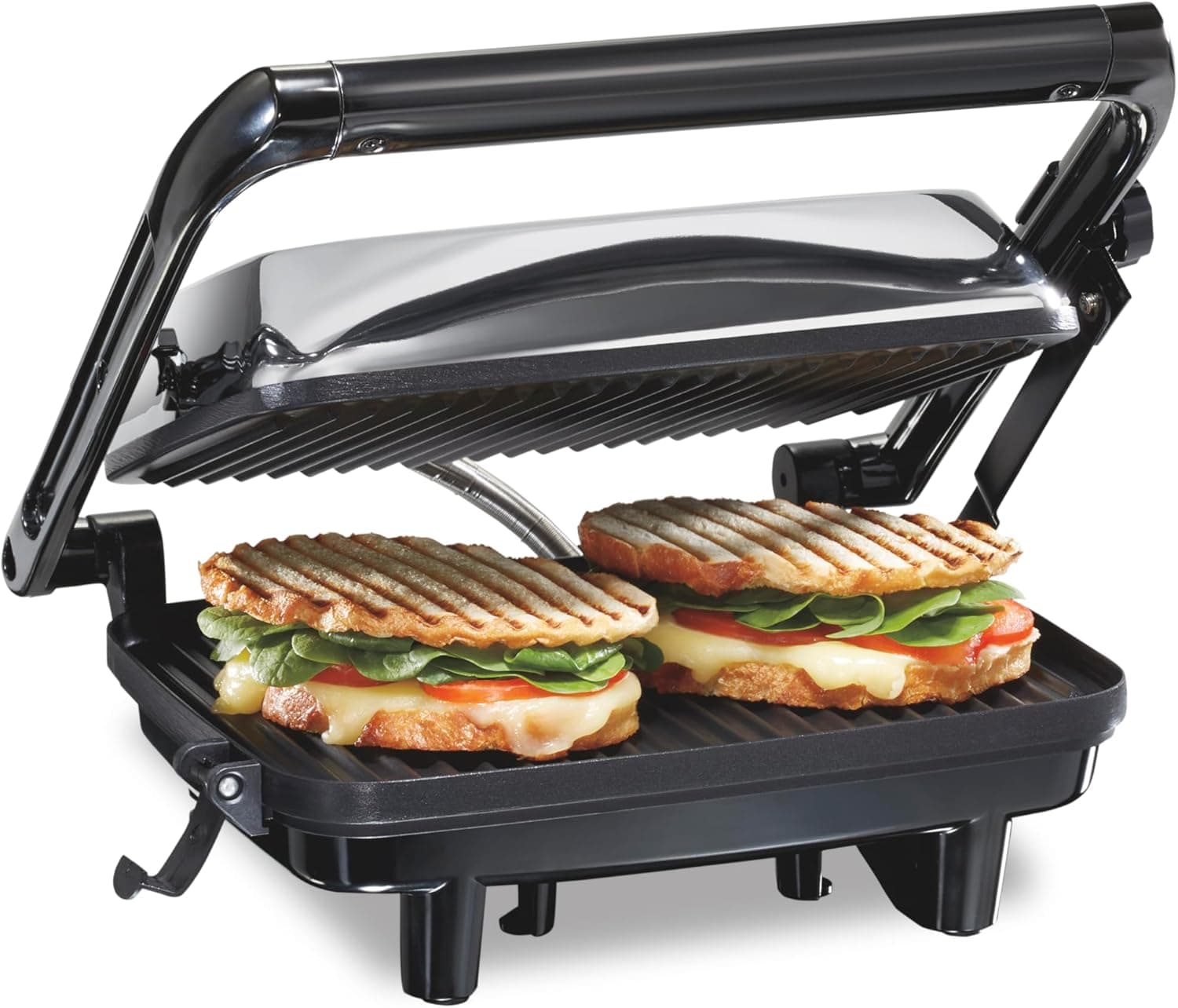 Hamilton Beach Panini Press & Indoor Grill 8" x 10" Chrome 🍔