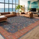 Thumbnail 5 de Hazo Haus Oversized Floral Rug 10x14 in Navy 🧶