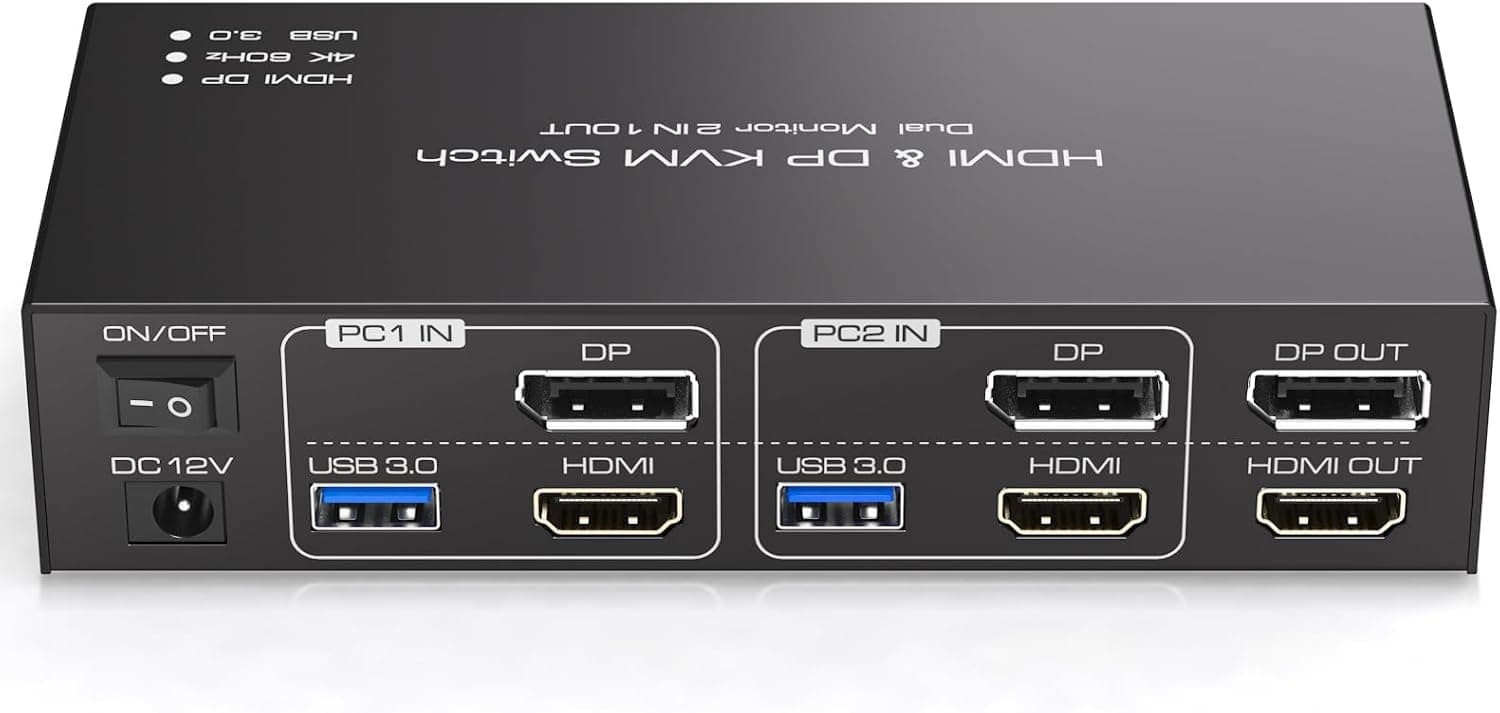 HDMI+DisplayPort KVM Switch 4K@60Hz for 2 PCs 🖥️