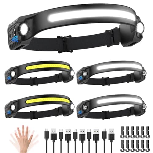 Headlamp Rechargeable 5Pack 230° Wide Beam 🔦