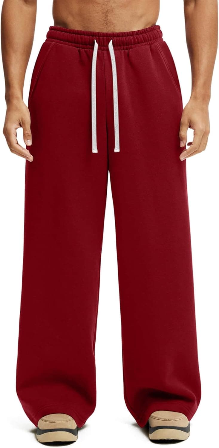 HeSaYep Men's Fleece Lined Baggy Sweatpants with Pockets 🩳