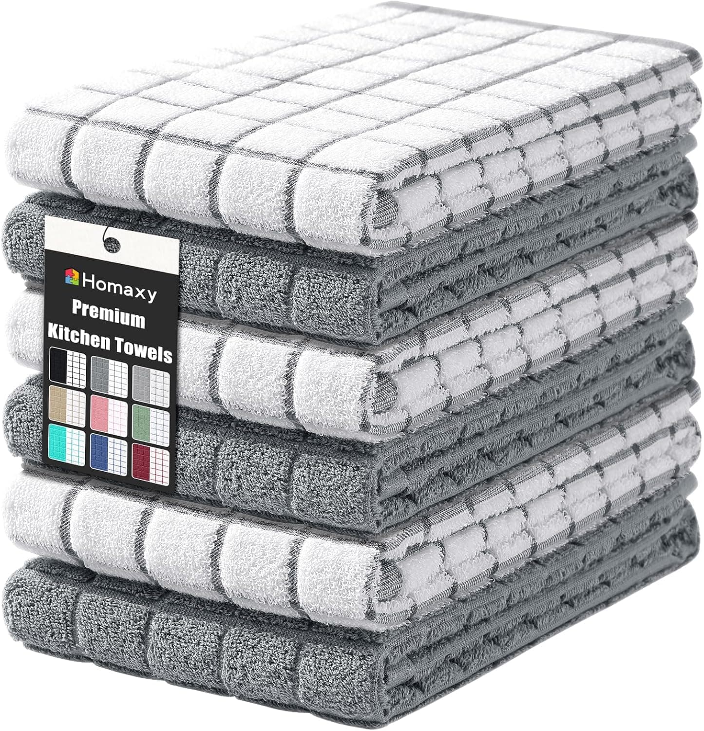 Homaxy Premium Cotton Kitchen Towels 16" x 28" 6-pack 🧺