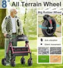 Thumbnail 2 de HOMLAND Foldable Rollator Walker 8" wheels 🚶♂️