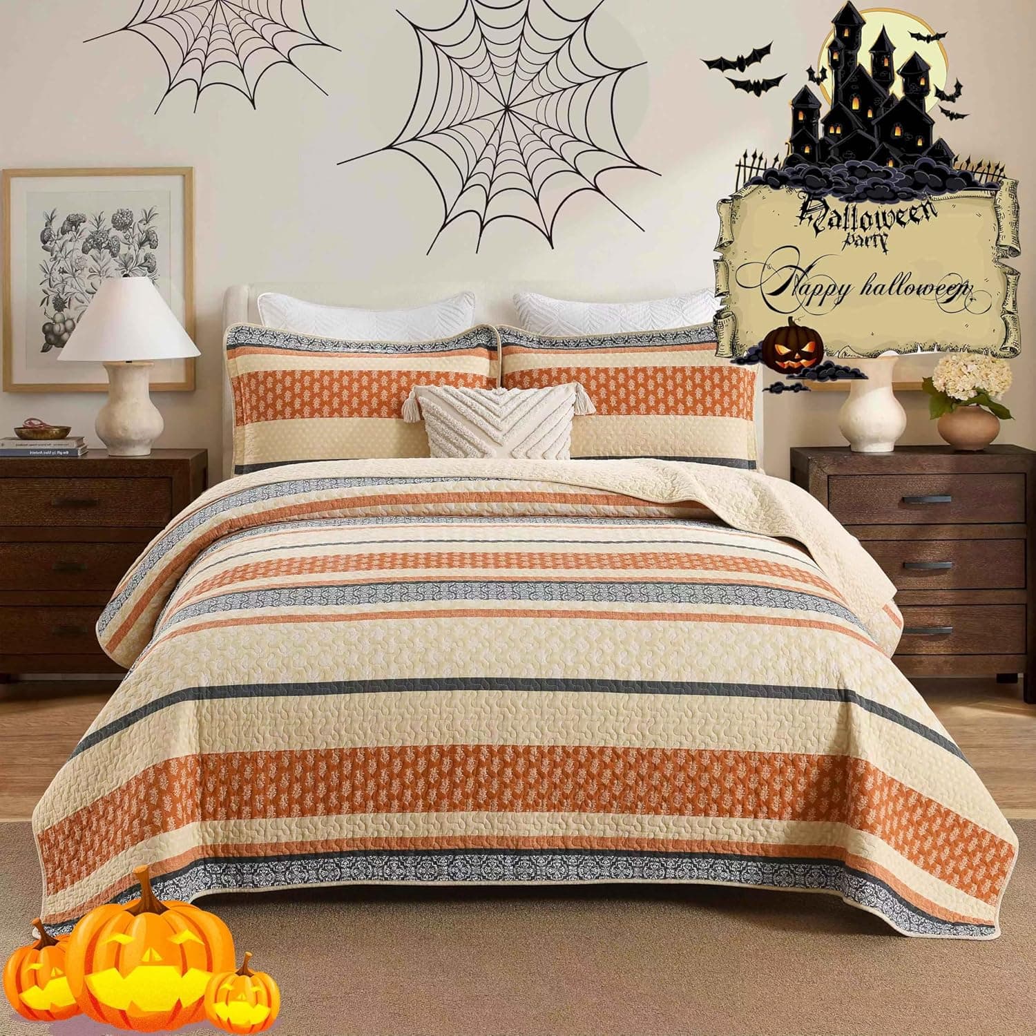 Homzard Quilt King Size cotton striped comforter set 🛏️