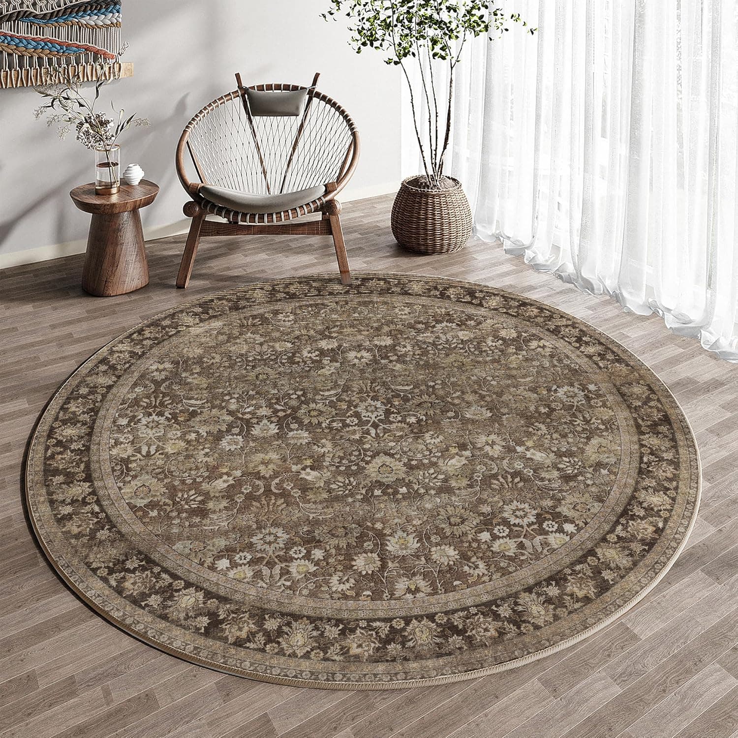 HUGEAR Round Rug 6ft Entryway, Machine Washable 🧺⛔