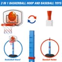 Thumbnail 6 de HYES 2 in 1 Kids Basketball Hoop and T Ball Set, Adjustable 🎯