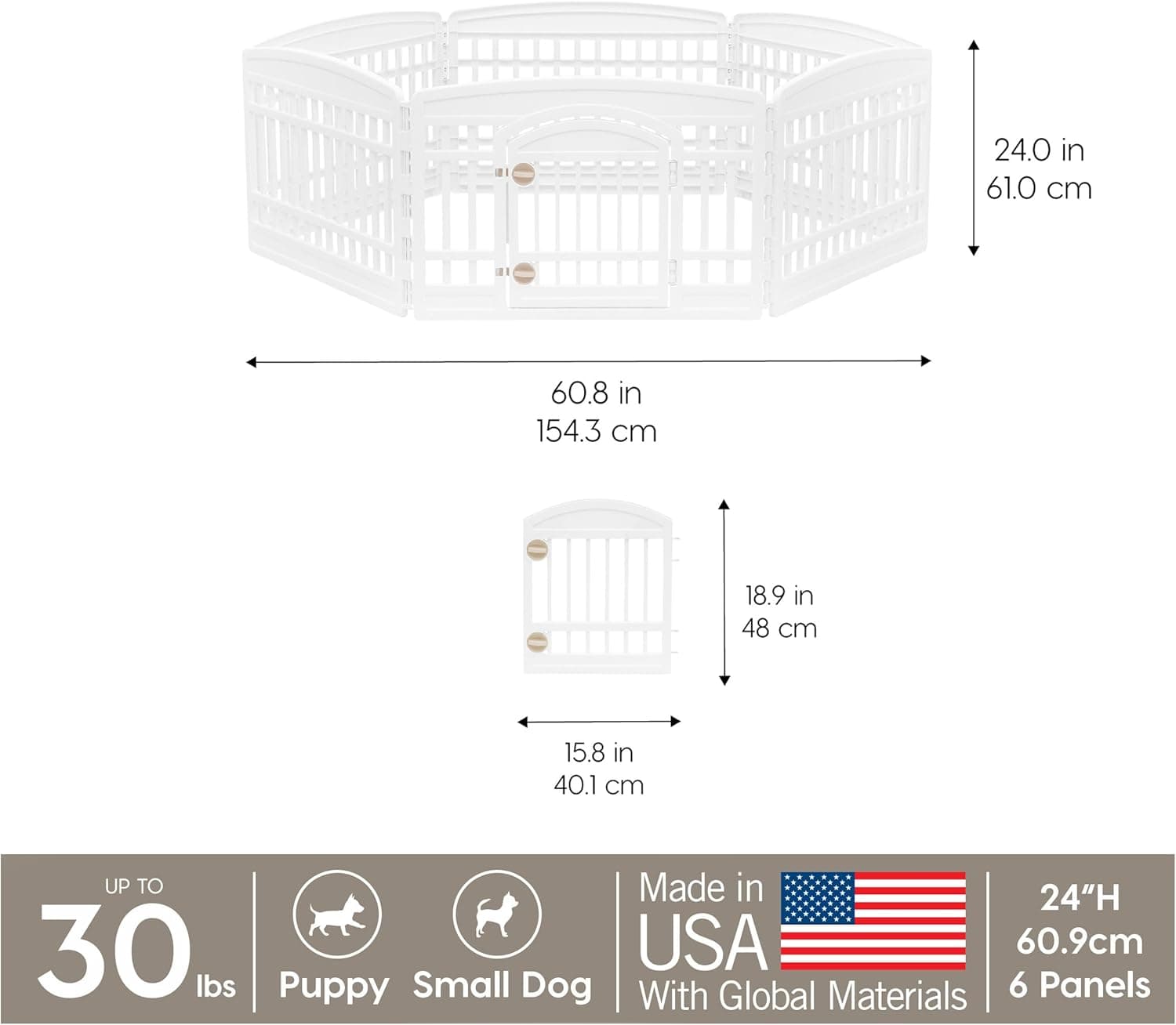 IRIS USA 6‑Panel 24" Dog Playpen with Door 🐶