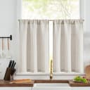 Thumbnail principal de jinchan Striped Linen Kitchen Curtains 30" Tier Panels 🪟