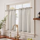 Thumbnail 1 de jinchan Striped Linen Kitchen Curtains 36" tier set 🪟