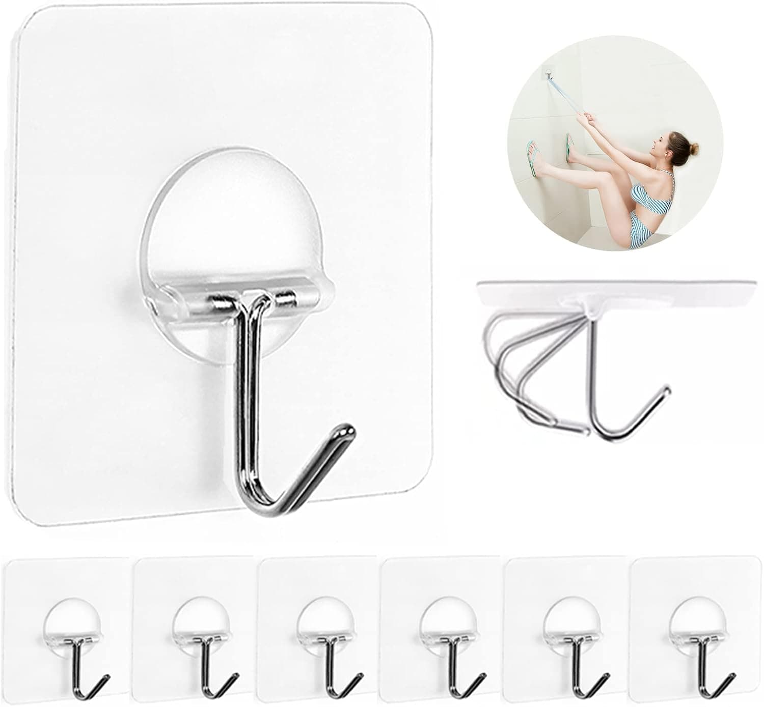 JINSHUNFA Adhesive Wall Hooks 8-pack 🪝