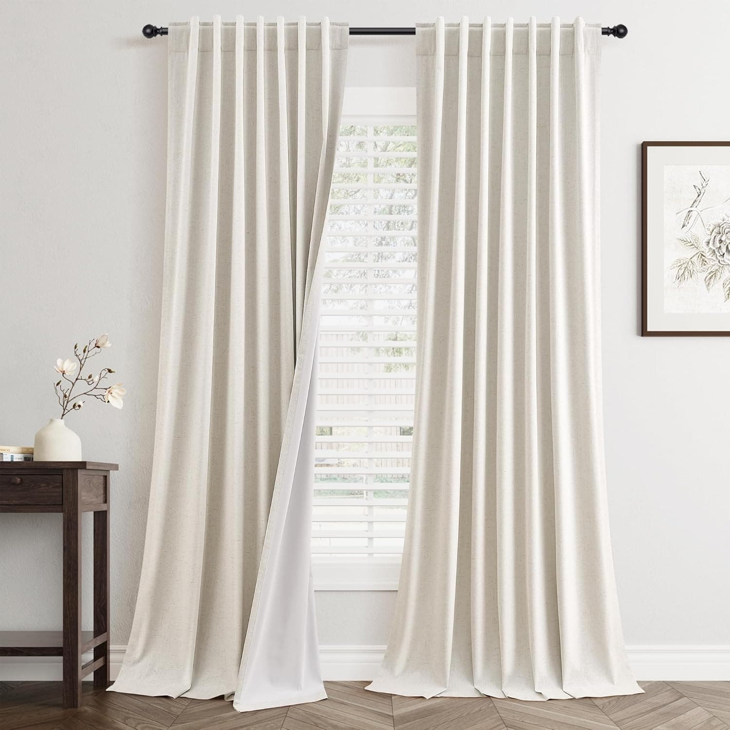 Jowels 90 Inch Linen Blackout Curtains 2 Panels 🪟