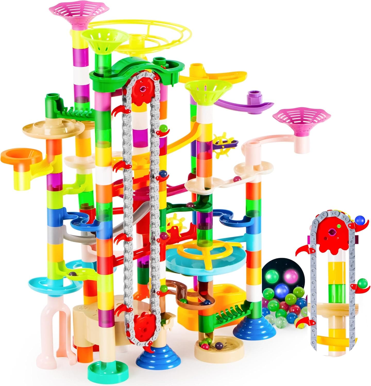 JOYIN 236Pcs Glowing Marble Run with 30 Marbles 🔮