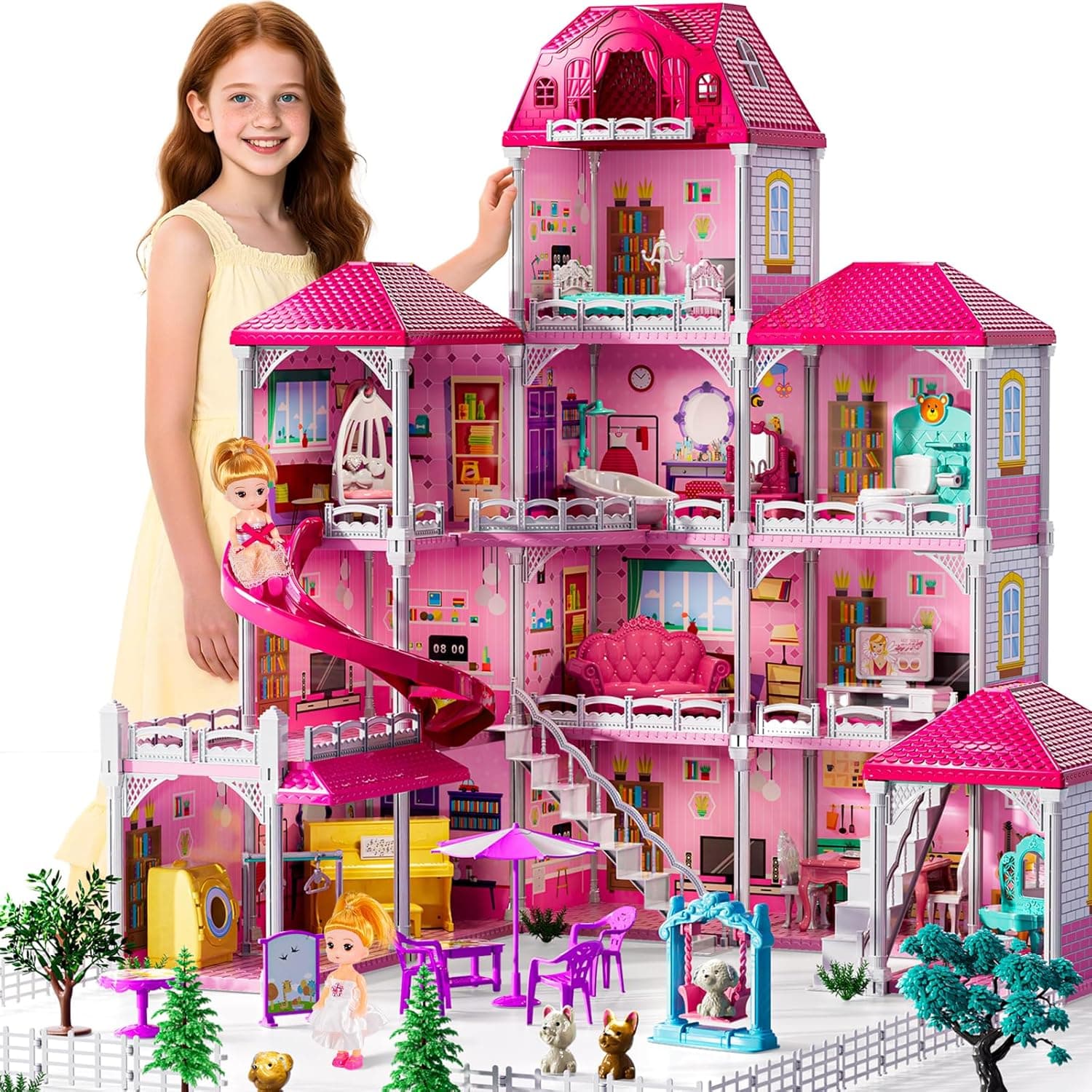 JUKUDAHU Villa Playset 4-Story Dollhouse 🧸