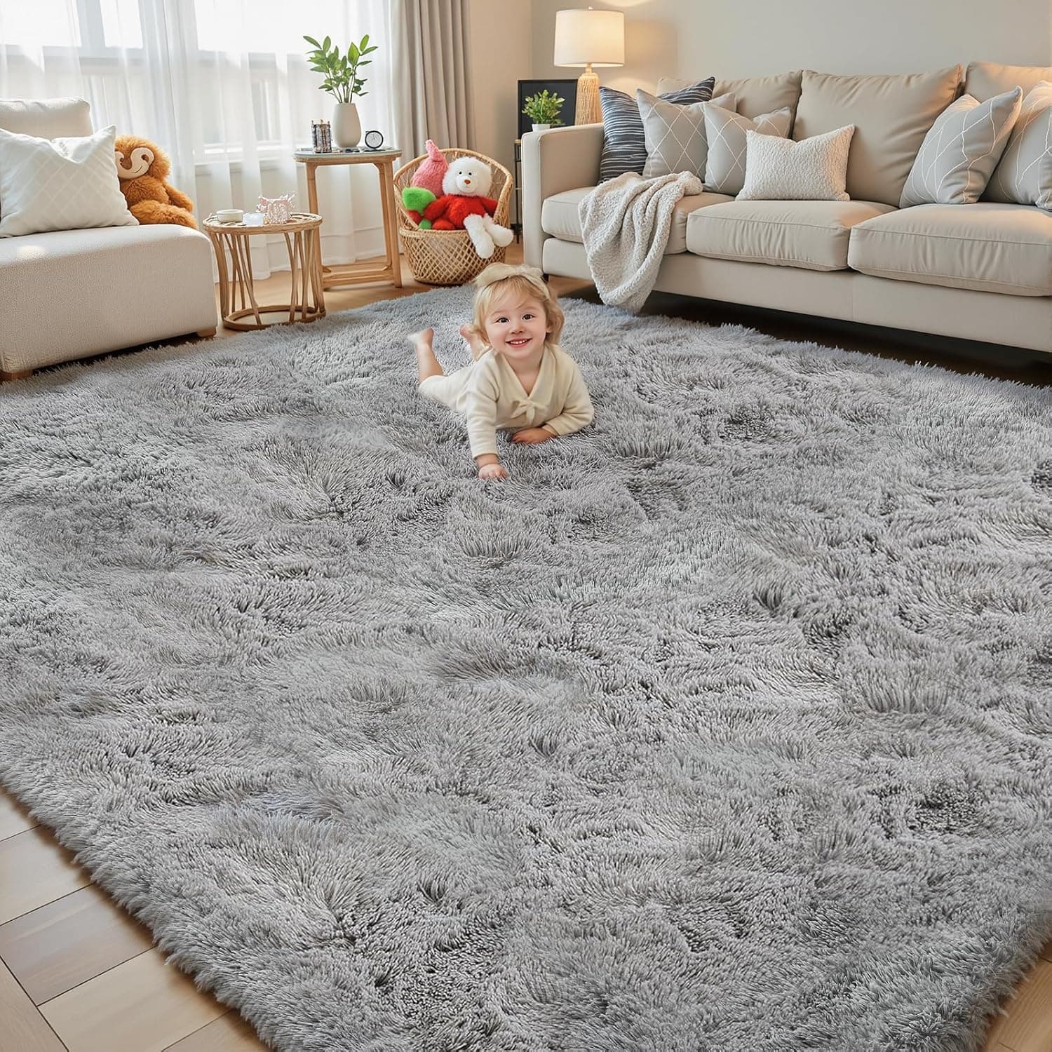 junhejiamei 8x10 Shaggy Area Rug for Bedroom 🏡