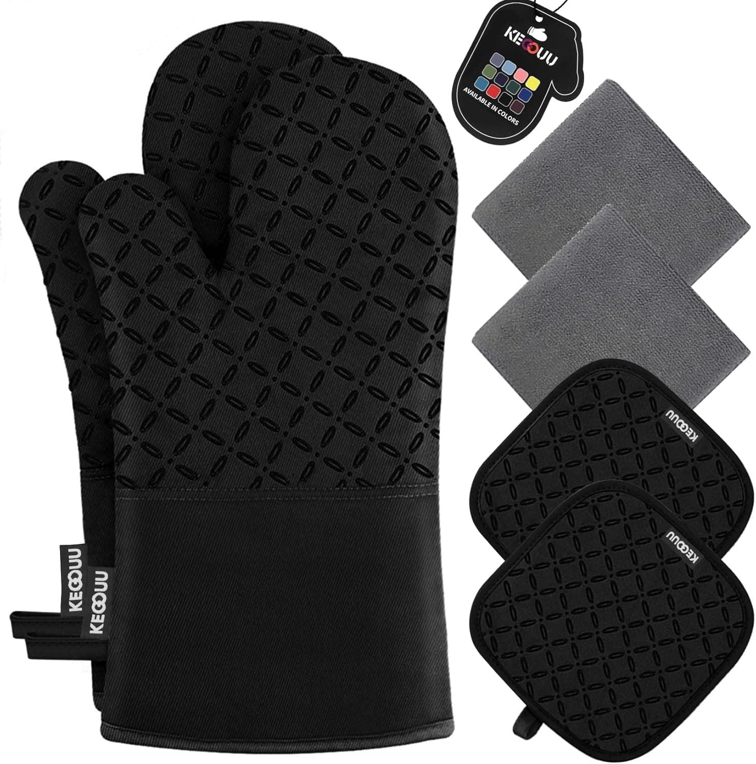 KEGOUU Oven Mitts 6-Piece Set for High-Heat Cooking 📦