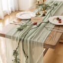 Thumbnail principal de Keketoarrange Sage Green Cheesecloth Table Runner 120 in 🎀
