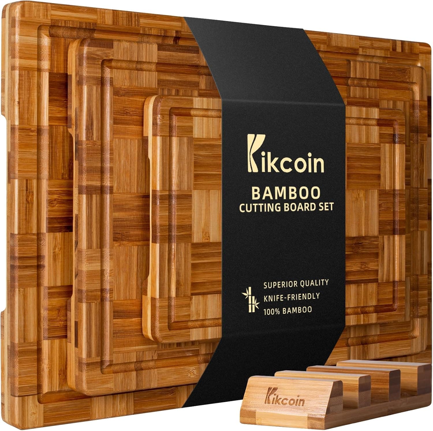 Kikcoin Extra Large Bamboo Cutting Boards Set of 3 ⚖️