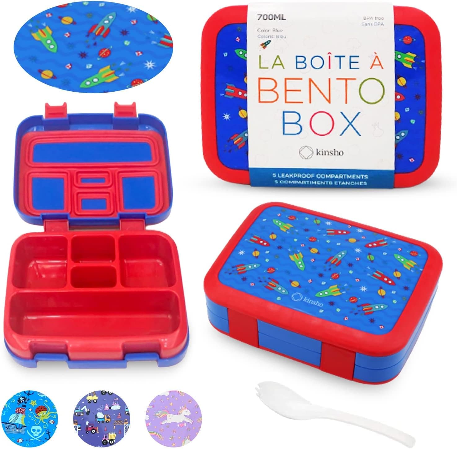 Kinsho Bento Box, 5-Section, Blue 🥣