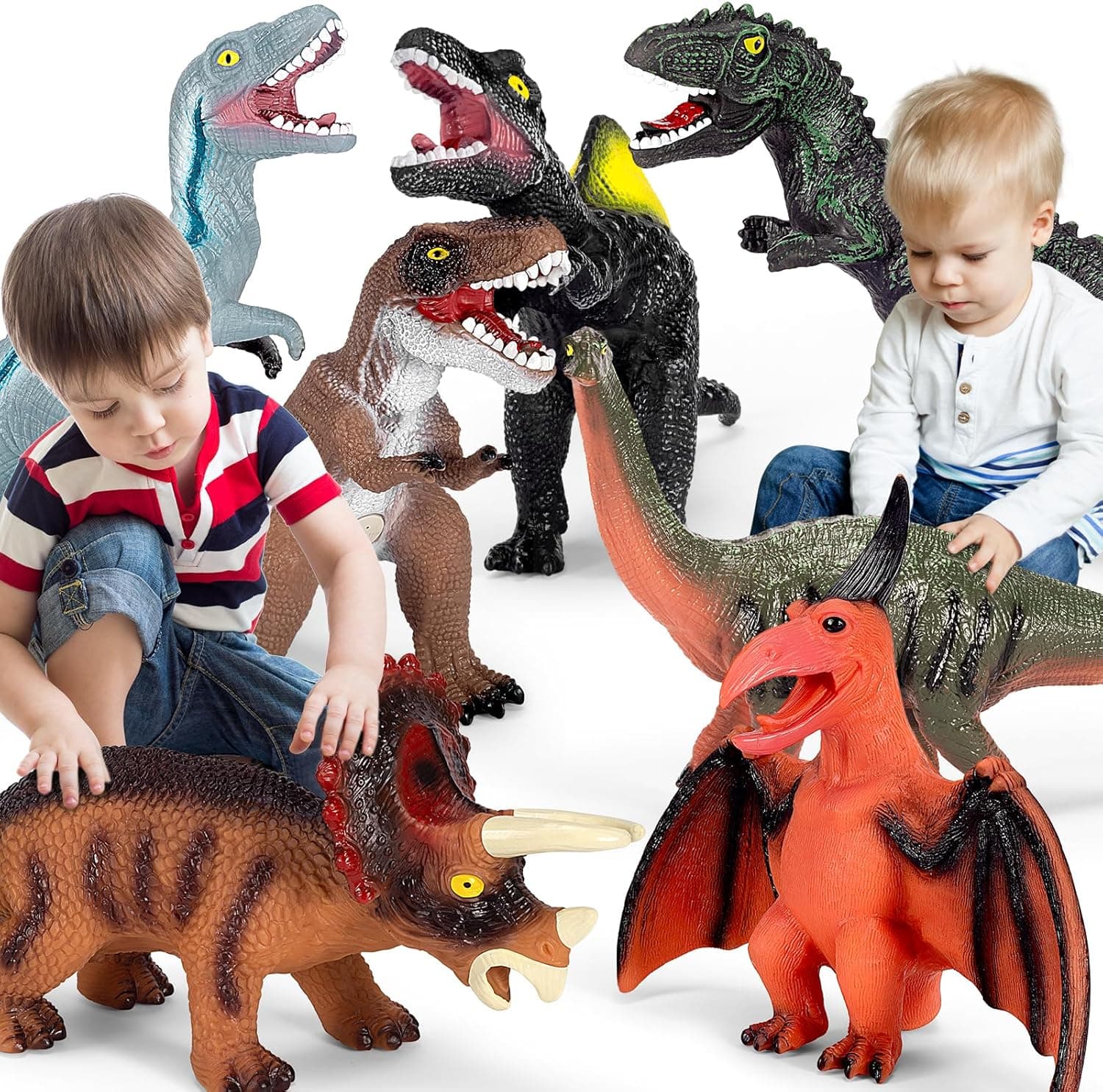 Kissdream 7 Piece Jumbo Dinosaur Toys for Kids 🦖