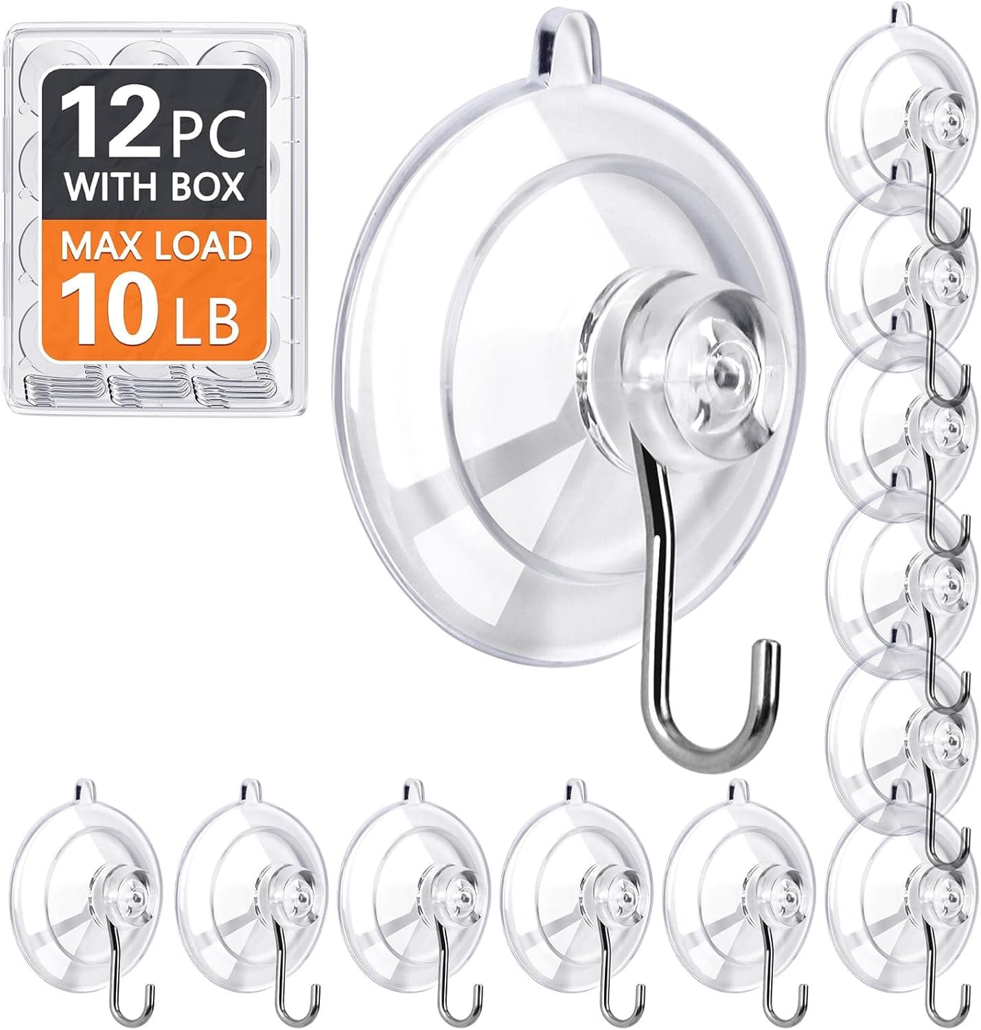 KORCCI Suction Cup Hooks 12Pack, 10 lb load 🪝