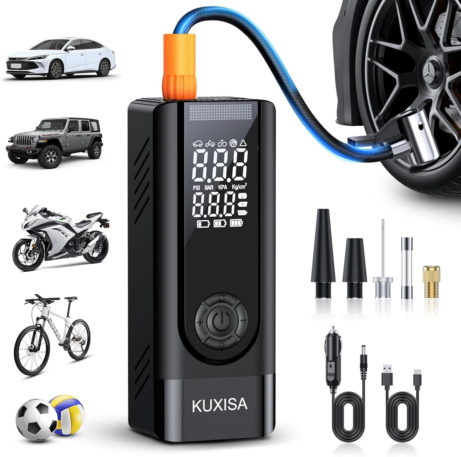 KUXISA Tire Inflator Portable Air Compressor 180 PSI 🚗