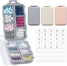 LANDNEOO 14‑grid Pill Organizer Box with Labels 💊