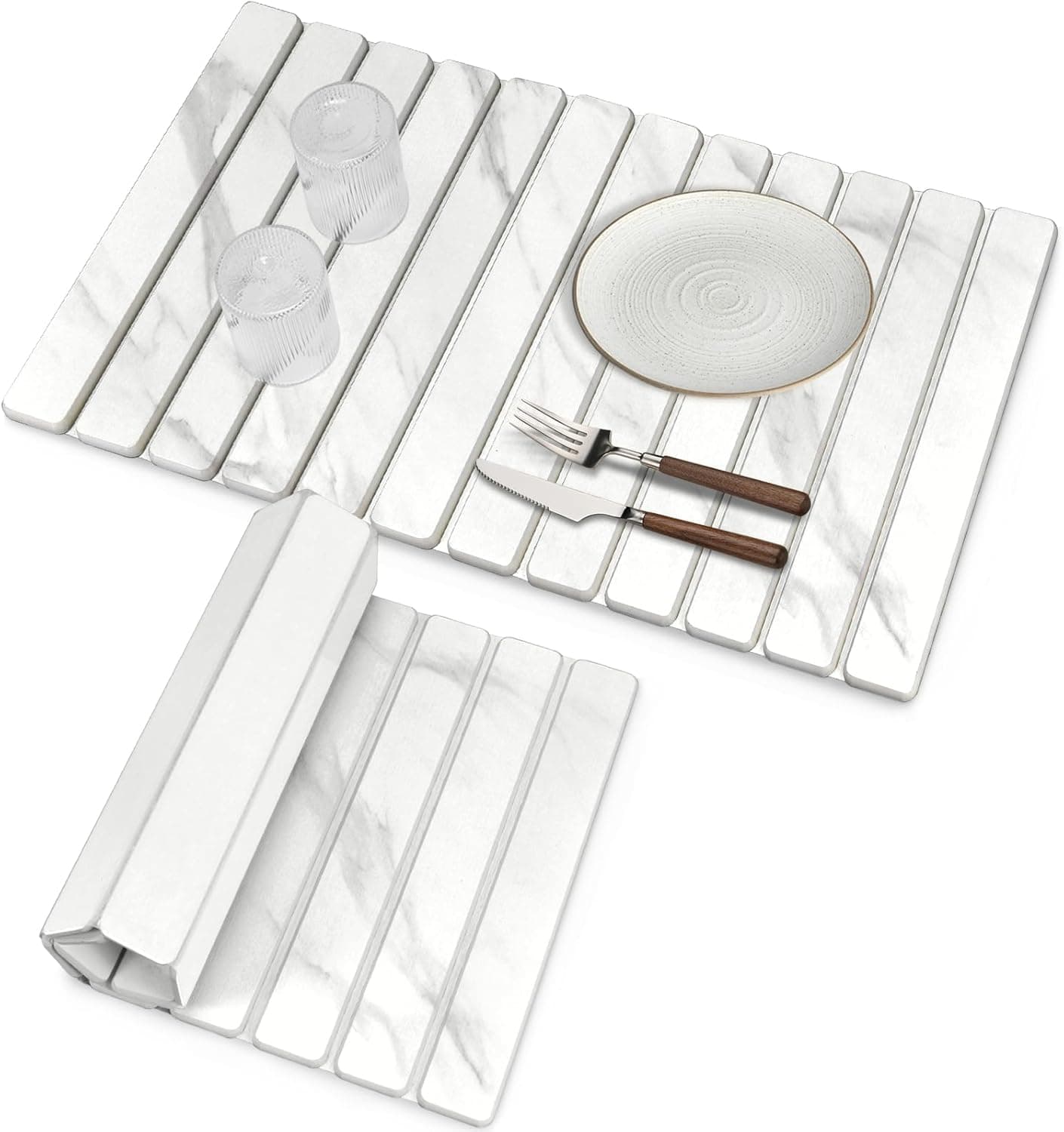 Large Stone Dish Drying Mat 28" Marble 🧽