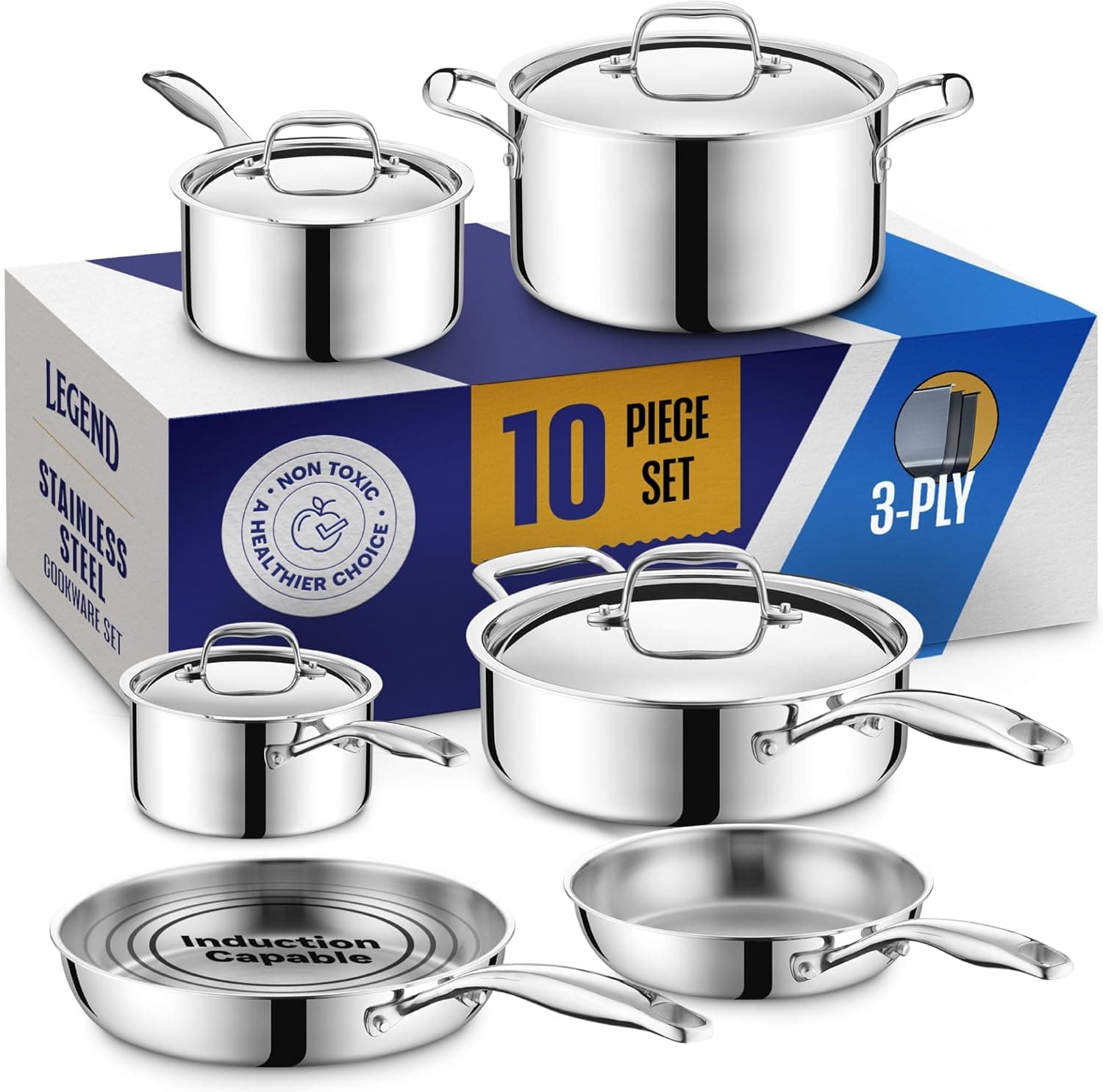 LEGEND COOKWARE 10-Piece 3-Ply Stainless Steel Cookware Set 🍳