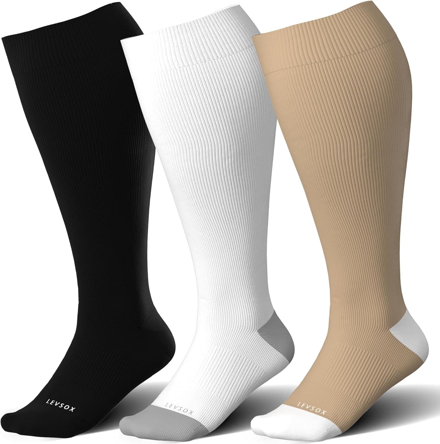 LEVSOX Wide Calf Compression Socks 15-20mmHg 🧦