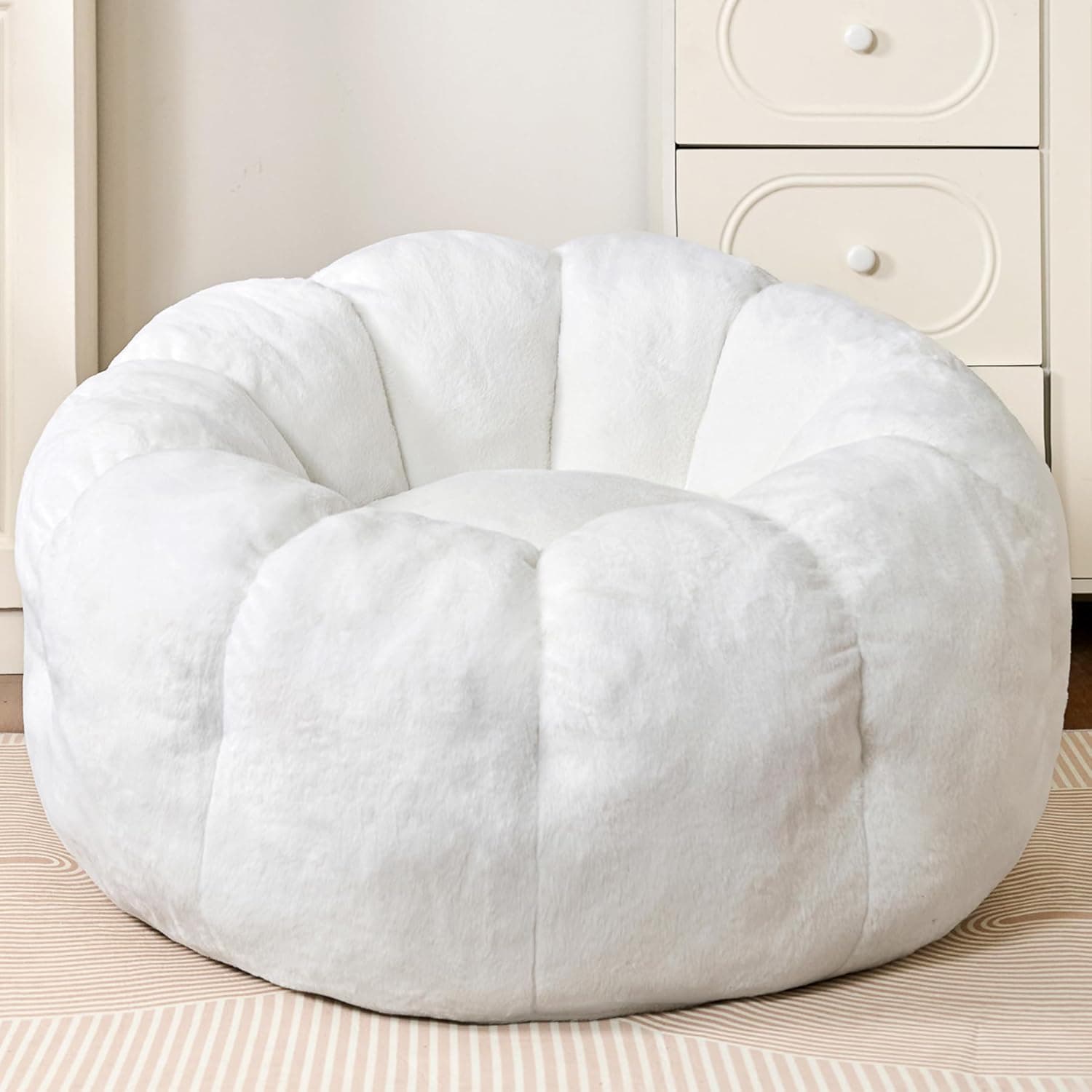 LinkRomat Petal Foam Pouf for Adults & Teens, Cozy Synthetic Faux Leather Beanbag Chair 🪑