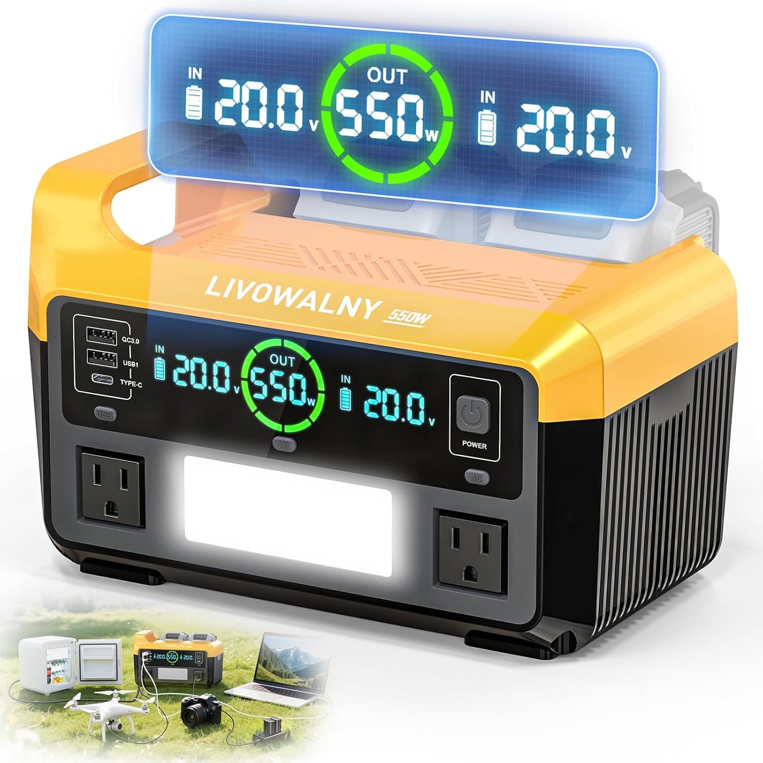LIVOWALNY DC 20V 550W Portable Power Station 🔋