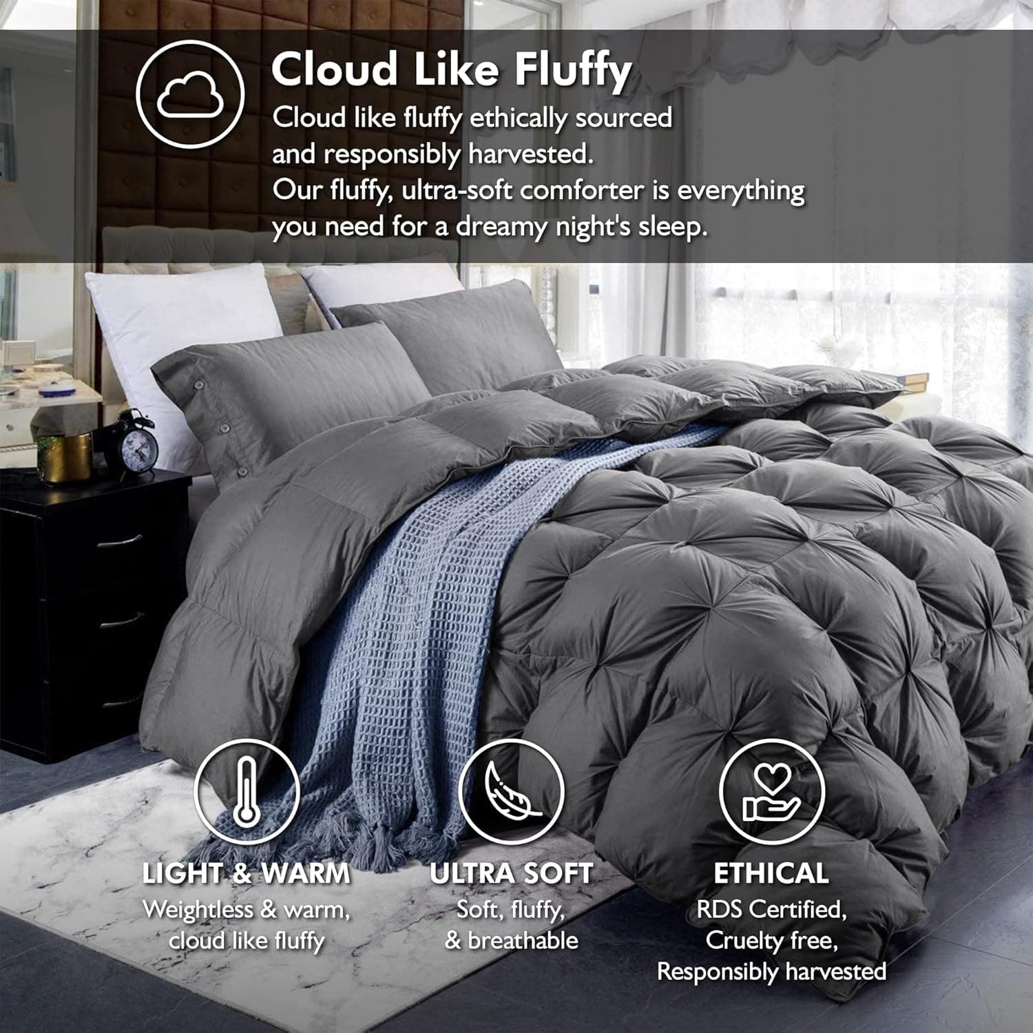 Luxurious All-Season Goose Down Comforter King 70 oz. 🛏️