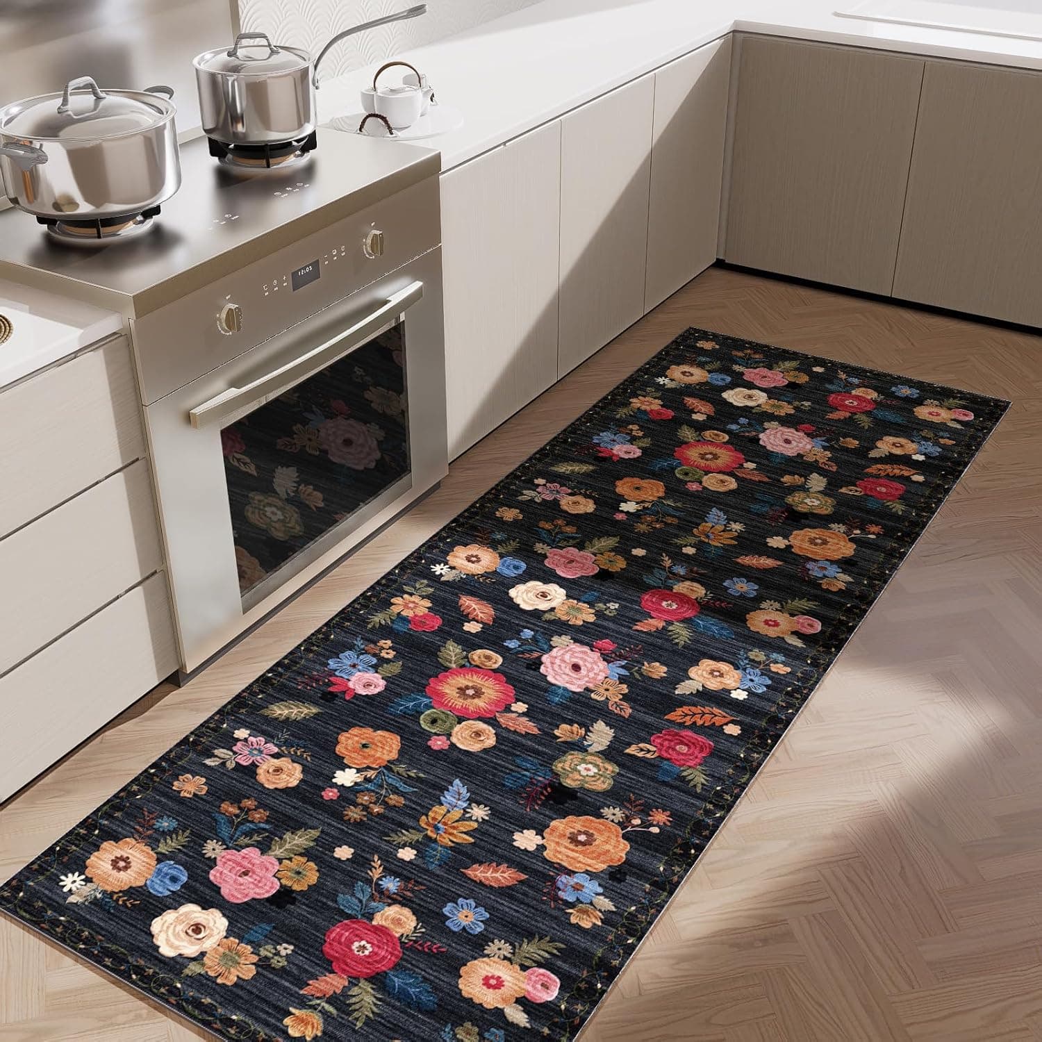 Machine Washable Runner Rug 2'x6' Floral Runner 🧶