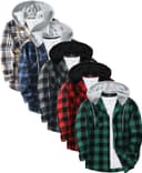 Thumbnail principal de 5 Pack Men's Flannel Shirt Plaid Hoodie, Long Sleeve 👕