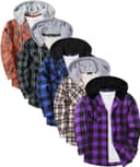 Thumbnail 6 de 5 Pack Men's Flannel Shirt Plaid Hoodie, Long Sleeve 👕