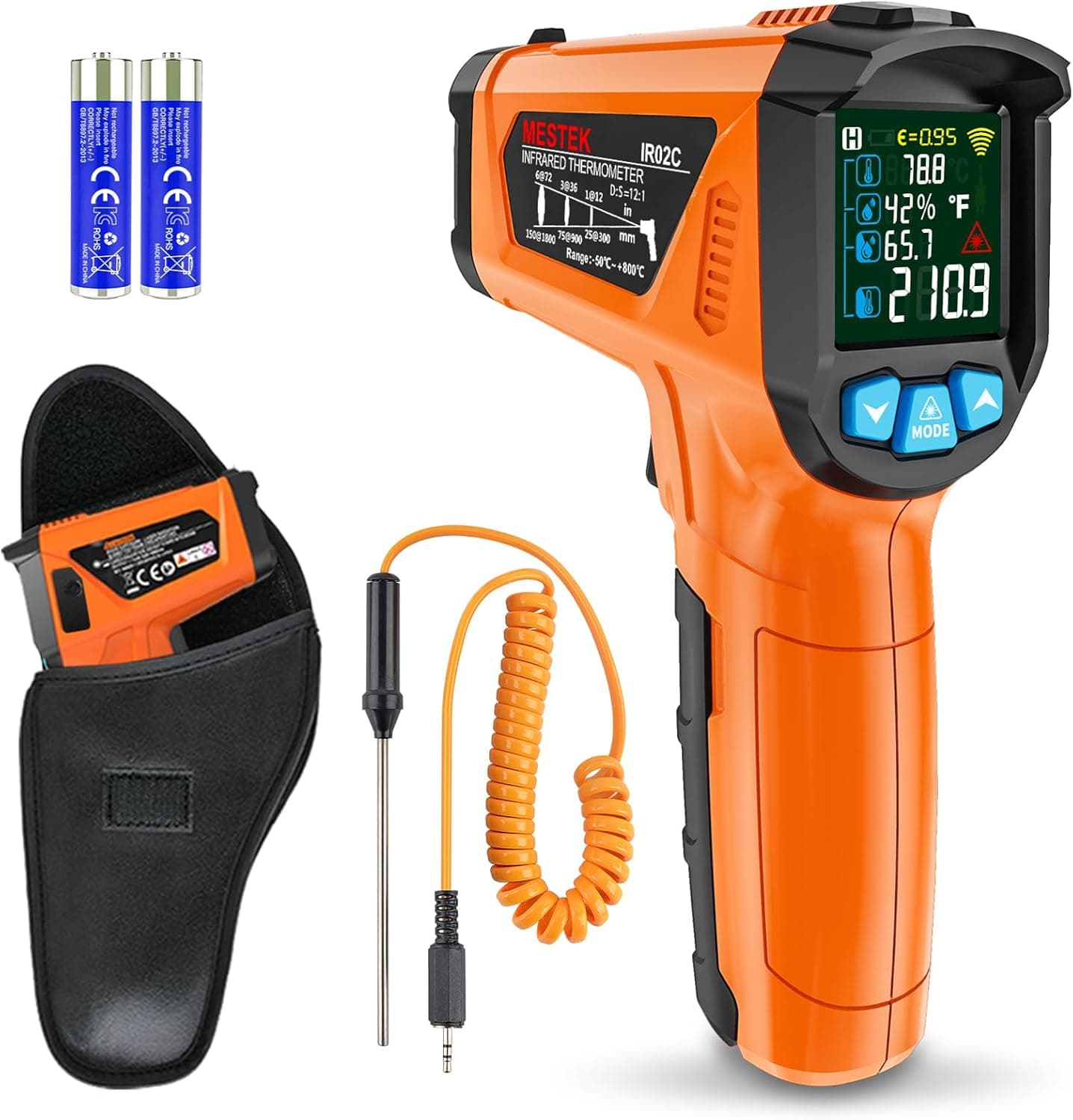 MESTEK Infrared Thermometer Gun −58°F to 1472°F 📷