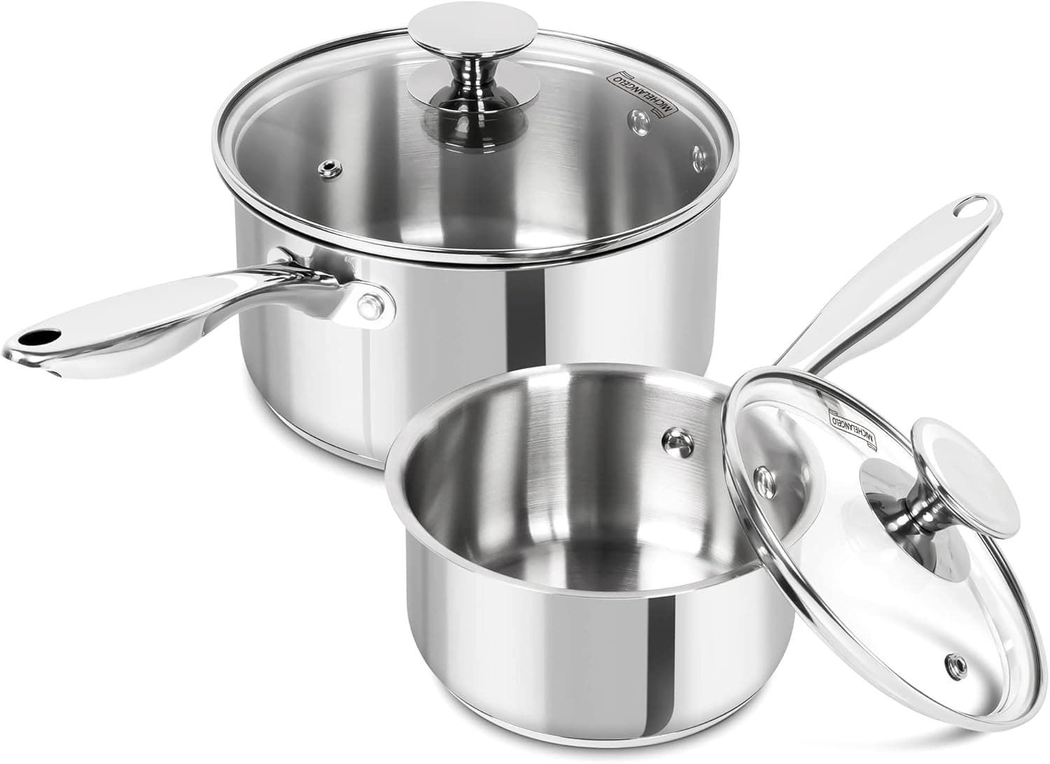 Michelangelo Stainless Steel Saucepan Set 1QT & 3QT with Lids 🥘