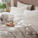 Thumbnail 3 de MooMee Bedding Sheet Set 100% Washed Cotton Linen Like Textured Off White Queen 🛏️