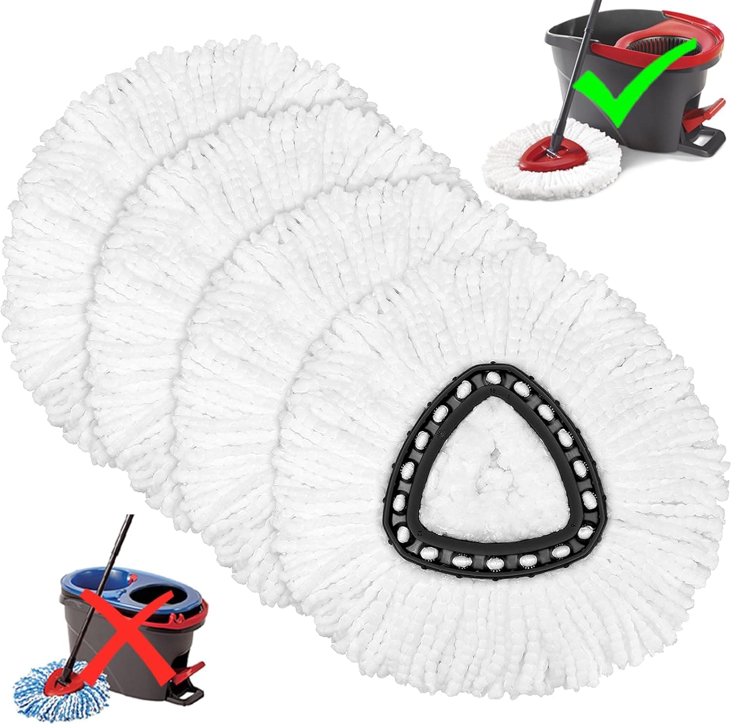 4 Pack Mop Heads for O-Ceda Easy Wrin Spin 🚿