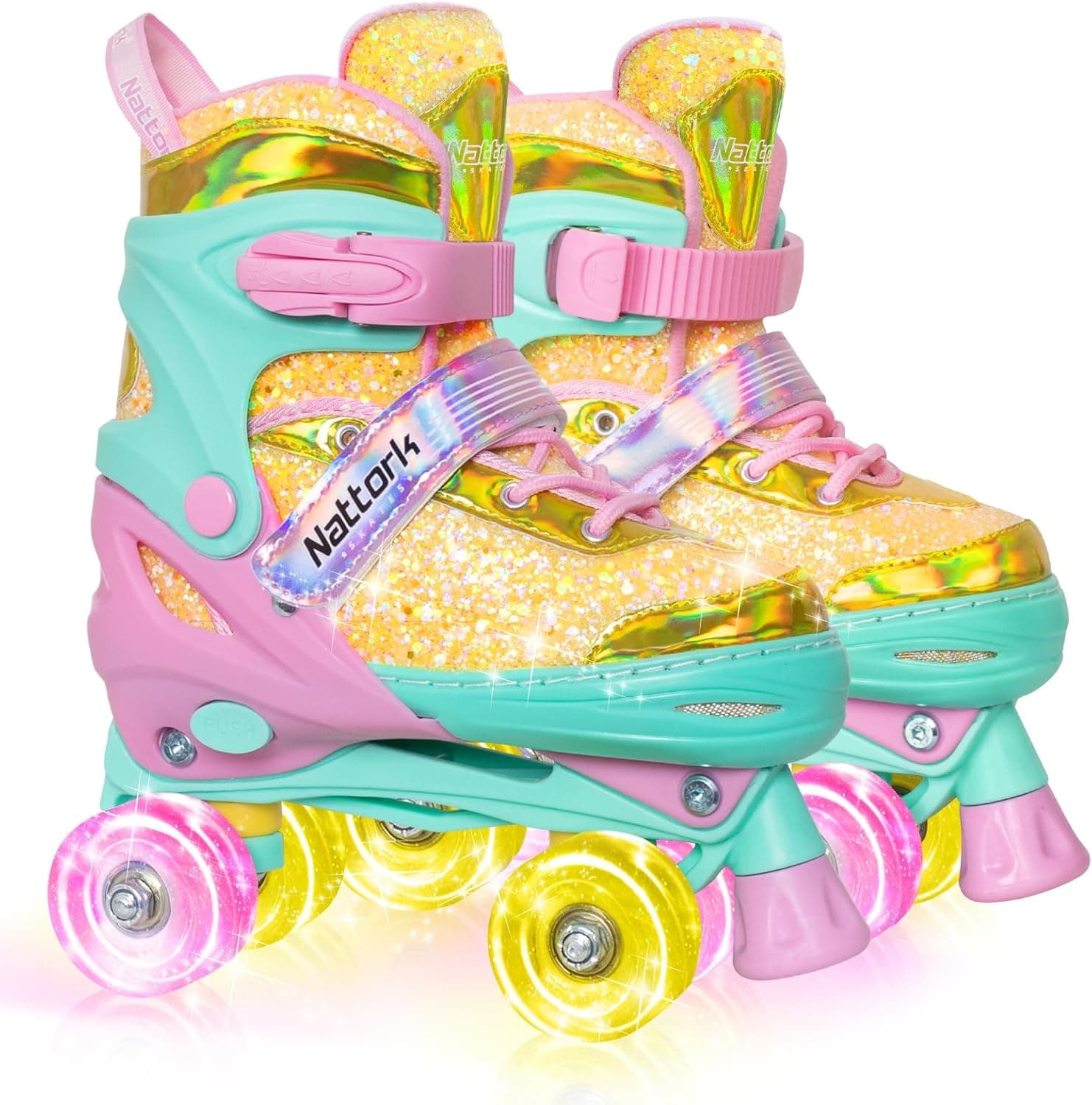 Nattork Adjustable Kids Roller Skates for Girls & Boys 4 Sizes ⌚