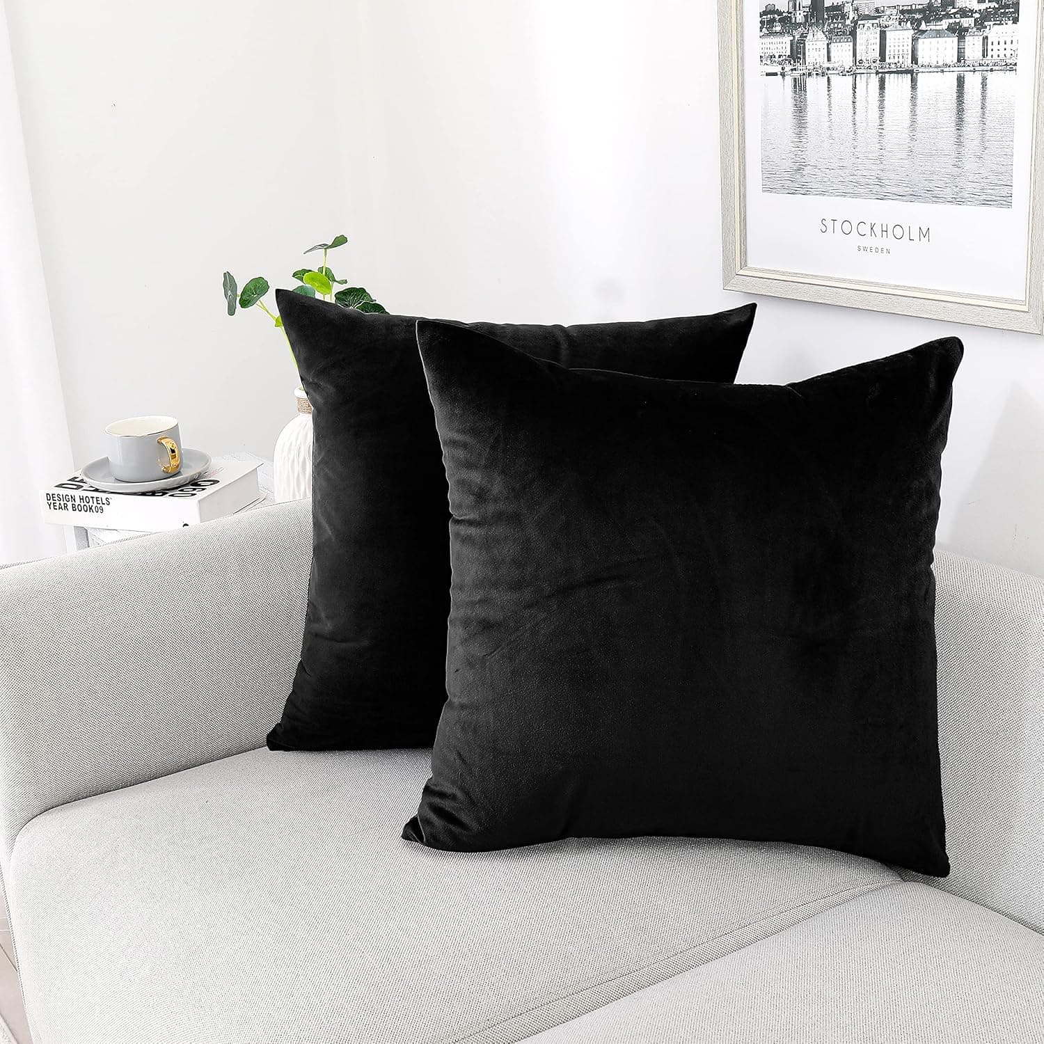 NiNi ALL Decorative Velvet Throw Pillow Cover 20x20 Black 🛋️